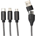 Câble de charge et synchronisation 5-en-1 à plusieurs connecteurs couleur noir vue détail 1