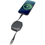 Câble de charge rétractable multi-connecteurs 100 W couleur argenté brillant troisième vue