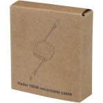 Câble de charge rétractable multi-connecteurs 100 W couleur argenté brillant deuxième vue avec boîte
