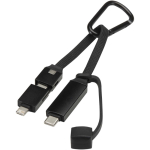 Câble de charge 3-en-1 avec mousqueton rapide 65 W couleur noir troisième vue