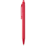 Stylo en plastique recyclé double injection encre bleue couleur rouge vue latérale
