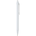 Stylo en plastique recyclé double injection encre bleue couleur blanc deuxième vue latérale