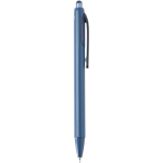 Stylo en plastique recyclé double injection encre bleue couleur bleu marine deuxième vue latérale