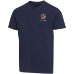 T-shirt unisexe col V manches courtes coton bio 200 g/m² Elevate couleur bleu marine vue impression sérigraphique