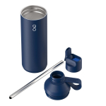 Gourde en inox recyclé avec paille 710 ml Ocean Bottle couleur bleu marine deuxième vue