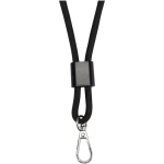 Cordon pour smartphone avec pièce centrale personnalisable couleur noir troisième vue frontale