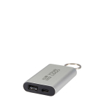Batterie externe en aluminium recyclé avec porte-clés 2 000 mAh avec zone d'impression