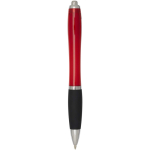 Stylo plastique recyclé grip doux encre noire couleur rouge deuxième vue arrière