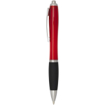 Stylo plastique recyclé grip doux encre noire couleur rouge vue latérale