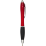 Stylo plastique recyclé grip doux encre noire couleur rouge deuxième vue latérale