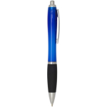 Stylo plastique recyclé grip doux encre noire couleur bleu roi deuxième vue latérale