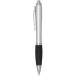 Stylo plastique recyclé à clic grip doux encre noire couleur noir vue latérale