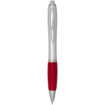 Stylo plastique recyclé à clic grip doux encre noire couleur rouge
