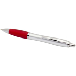 Stylo plastique recyclé à clic grip doux encre noire couleur rouge deuxième vue