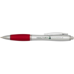Stylo plastique recyclé à clic grip doux encre noire couleur rouge