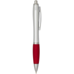 Stylo plastique recyclé à clic grip doux encre noire couleur rouge deuxième vue latérale