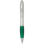 Stylo plastique recyclé à clic grip doux encre noire couleur vert