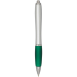 Stylo plastique recyclé à clic grip doux encre noire couleur vert deuxième vue arrière