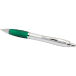 Stylo plastique recyclé à clic grip doux encre noire couleur vert deuxième vue
