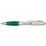 Stylo plastique recyclé à clic grip doux encre noire couleur vert