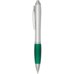 Stylo plastique recyclé à clic grip doux encre noire couleur vert vue latérale