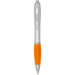 Stylo plastique recyclé à clic grip doux encre noire couleur orange
