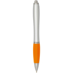 Stylo plastique recyclé à clic grip doux encre noire couleur orange deuxième vue arrière