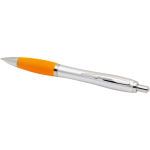 Stylo plastique recyclé à clic grip doux encre noire couleur orange deuxième vue