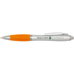 Stylo plastique recyclé à clic grip doux encre noire couleur orange