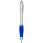 Stylo plastique recyclé à clic grip doux encre noire couleur bleu roi