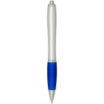 Stylo plastique recyclé à clic grip doux encre noire couleur bleu roi deuxième vue arrière
