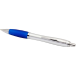 Stylo plastique recyclé à clic grip doux encre noire couleur bleu roi deuxième vue