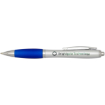 Stylo plastique recyclé à clic grip doux encre noire couleur bleu roi