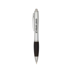 Stylo plastique recyclé à clic grip doux encre noire avec zone d'impression