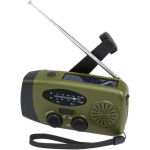 Radio d’urgence avec recharge solaire et dynamo 1 200 mAh couleur vert militaire
