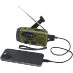 Radio d’urgence avec recharge solaire et dynamo 1 200 mAh couleur vert militaire deuxième vue
