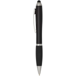 Stylo rotatif avec stylet et grip doux encre bleue couleur noir vue latérale
