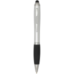Stylo rotatif avec stylet et grip doux encre noire couleur argenté