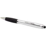 Stylo rotatif avec stylet et grip doux encre noire couleur argenté deuxième vue