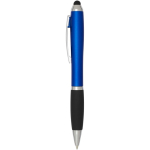 Stylo rotatif avec stylet et grip doux encre noire couleur bleu roi vue latérale