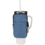Étui bouteille déperlant avec fermeture zippée et velcro couleur bleu bondi troisième vue