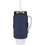 Étui bouteille déperlant avec fermeture zippée et velcro couleur bleu marine troisième vue