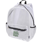 Sac à dos recyclé transparent avec poche avant 18 L couleur blanc vue impression sérigraphique