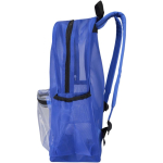 Sac à dos recyclé transparent avec poche avant 18 L couleur bleu roi vue latérale