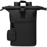 Portefeuille en cuir synthétique recyclé zippé avec anneau couleur noir troisième vue