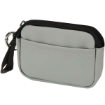 Portefeuille en cuir synthétique recyclé zippé avec anneau couleur gris