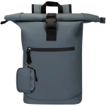 Portefeuille en cuir synthétique recyclé zippé avec anneau couleur bleu bondi troisième vue