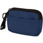 Portefeuille en cuir synthétique recyclé zippé avec anneau couleur bleu marine
