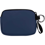 Portefeuille en cuir synthétique recyclé zippé avec anneau couleur bleu marine deuxième vue arrière