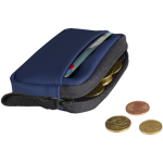 Portefeuille en cuir synthétique recyclé zippé avec anneau couleur bleu marine deuxième vue